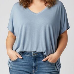 😍SHOW SPECIAL - ORVIS light blue short sleeve knit top XXL